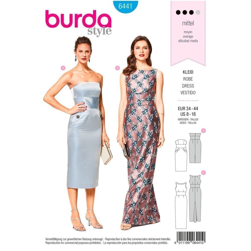 Burda Sewing Pattern‎ 6441 Misses Dress Kleid Robe Size 8-18